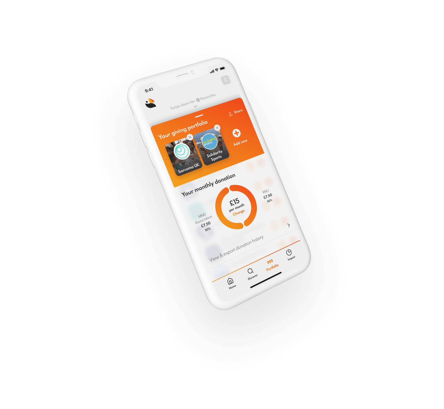 Phone showing Toucan app